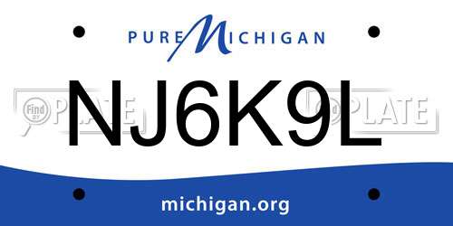 NJ6K9L Michigan License Plate