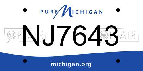 NJ7643 Michigan License Plate