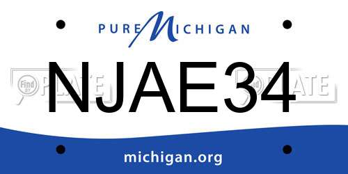 NJAE34 Michigan License Plate