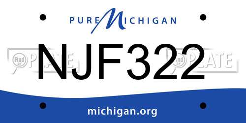 NJF322 Michigan License Plate