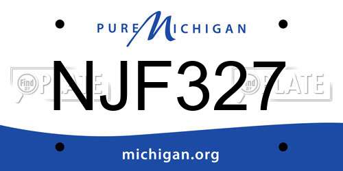 NJF327 Michigan License Plate