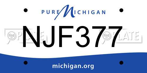 NJF377 Michigan License Plate
