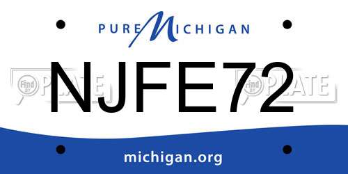 NJFE72 Michigan License Plate