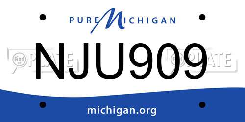 NJU909 Michigan License Plate