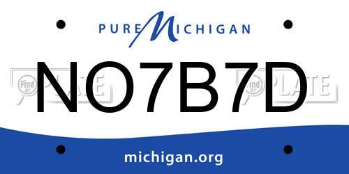 NO7B7D Michigan License Plate