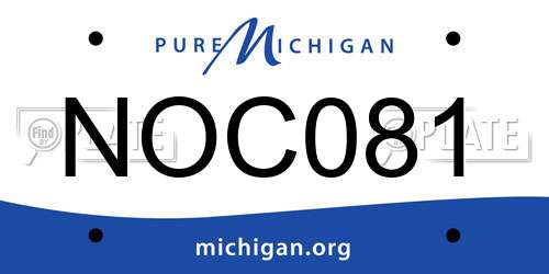 NOC081 Michigan License Plate