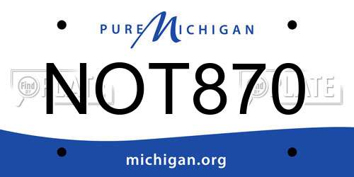 NOT870 Michigan License Plate