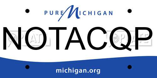NOTACQP Michigan License Plate