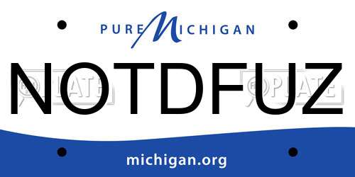 NOTDFUZ Michigan License Plate