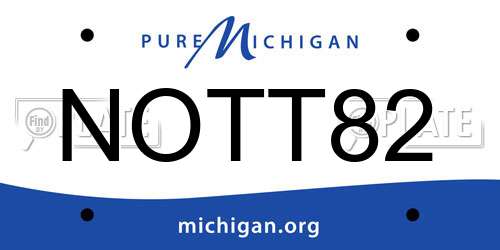 NOTT82 Michigan License Plate