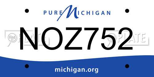NOZ752 Michigan License Plate