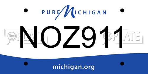 NOZ911 Michigan License Plate