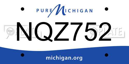 NQZ752 Michigan License Plate