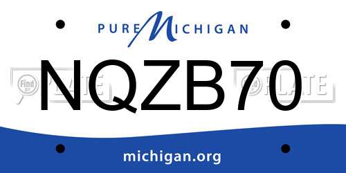 NQZB70 Michigan License Plate
