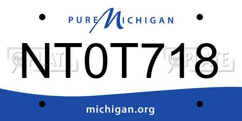NT0T718 Michigan License Plate
