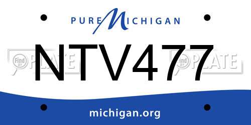 NTV477 Michigan License Plate