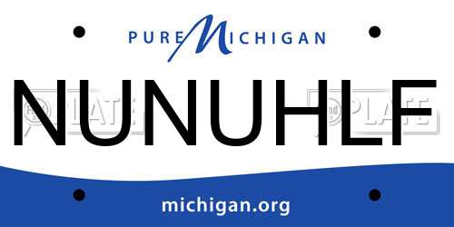 NUNUHLF Michigan License Plate