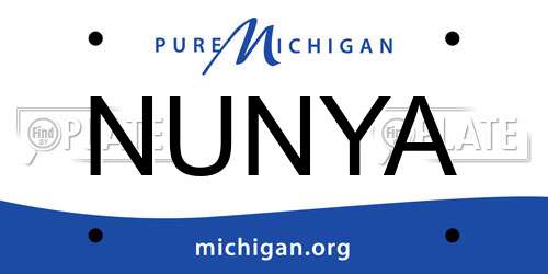 NUNYA Michigan License Plate