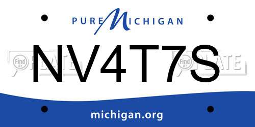 NV4T7S Michigan License Plate