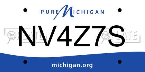 NV4Z7S Michigan License Plate