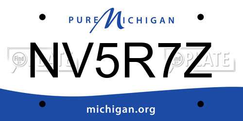 NV5R7Z Michigan License Plate