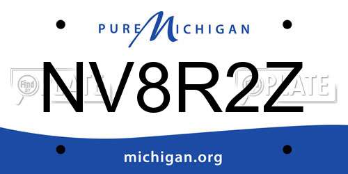 NV8R2Z Michigan License Plate