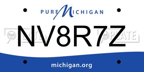 NV8R7Z Michigan License Plate