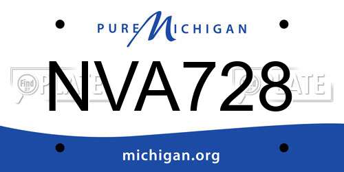 NVA728 Michigan License Plate