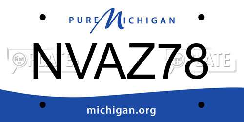 NVAZ78 Michigan License Plate