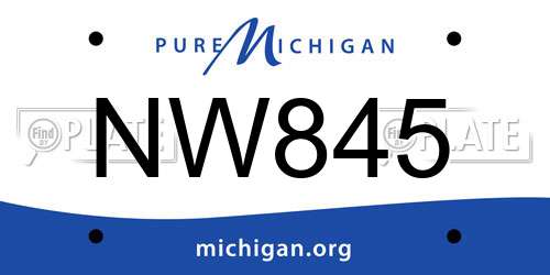 NW845 Michigan License Plate