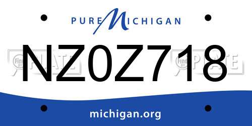 NZ0Z718 Michigan License Plate