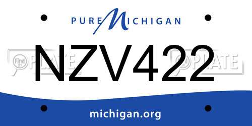 NZV422 Michigan License Plate