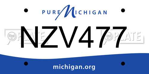 NZV477 Michigan License Plate
