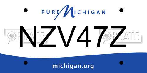 NZV47Z Michigan License Plate