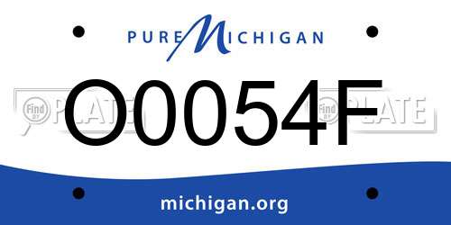 O0054F Michigan License Plate
