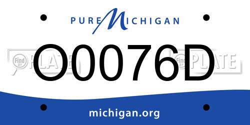 O0076D Michigan License Plate