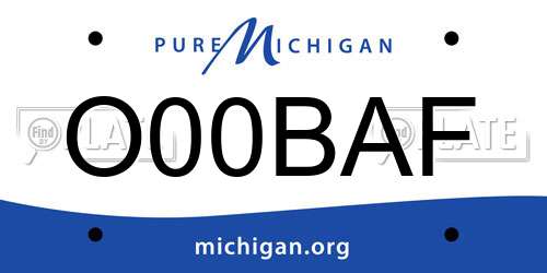 O00BAF Michigan License Plate