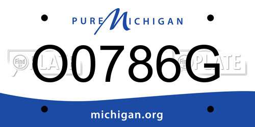 O0786G Michigan License Plate