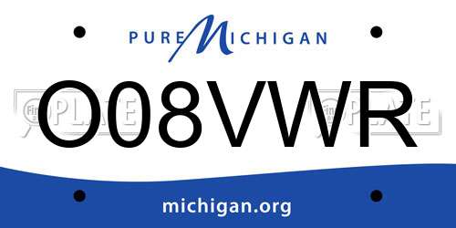 O08VWR Michigan License Plate