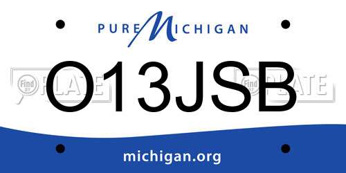 O13JSB Michigan License Plate