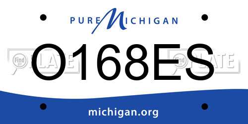 O168ES Michigan License Plate