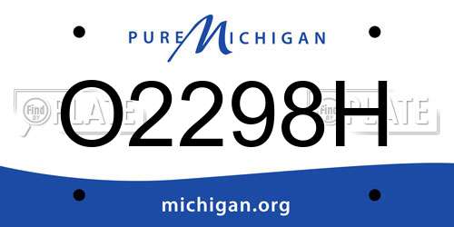 O2298H Michigan License Plate