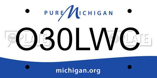 O30LWC Michigan License Plate