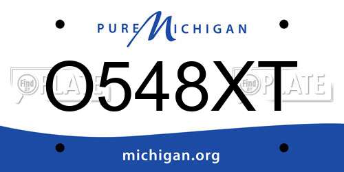 O548XT Michigan License Plate