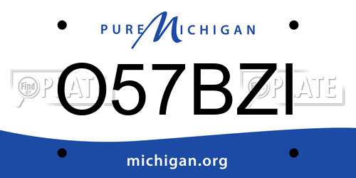 O57BZI Michigan License Plate
