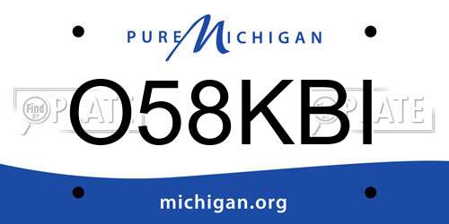 O58KBI Michigan License Plate