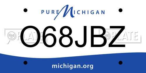 O68JBZ Michigan License Plate