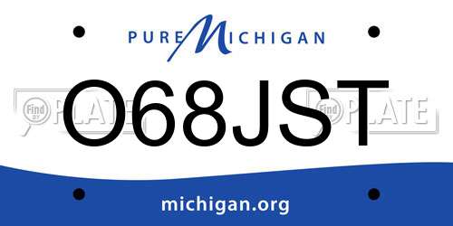 O68JST Michigan License Plate