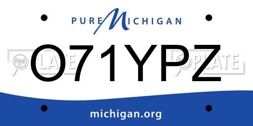 O71YPZ Michigan License Plate