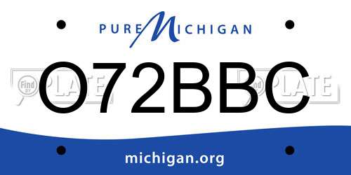 O72BBC Michigan License Plate